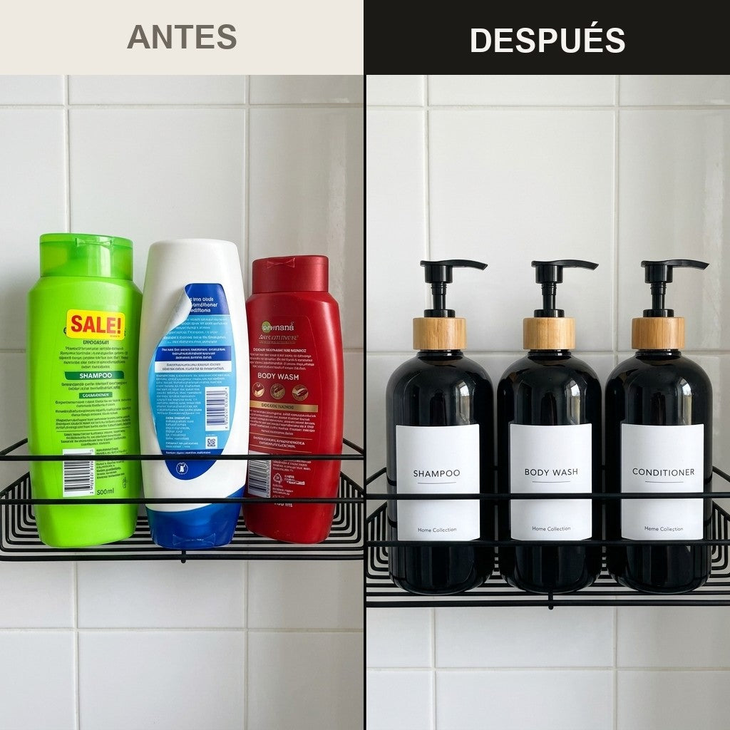 Antes y despues: los envases del super frente a los tres frascos iguales