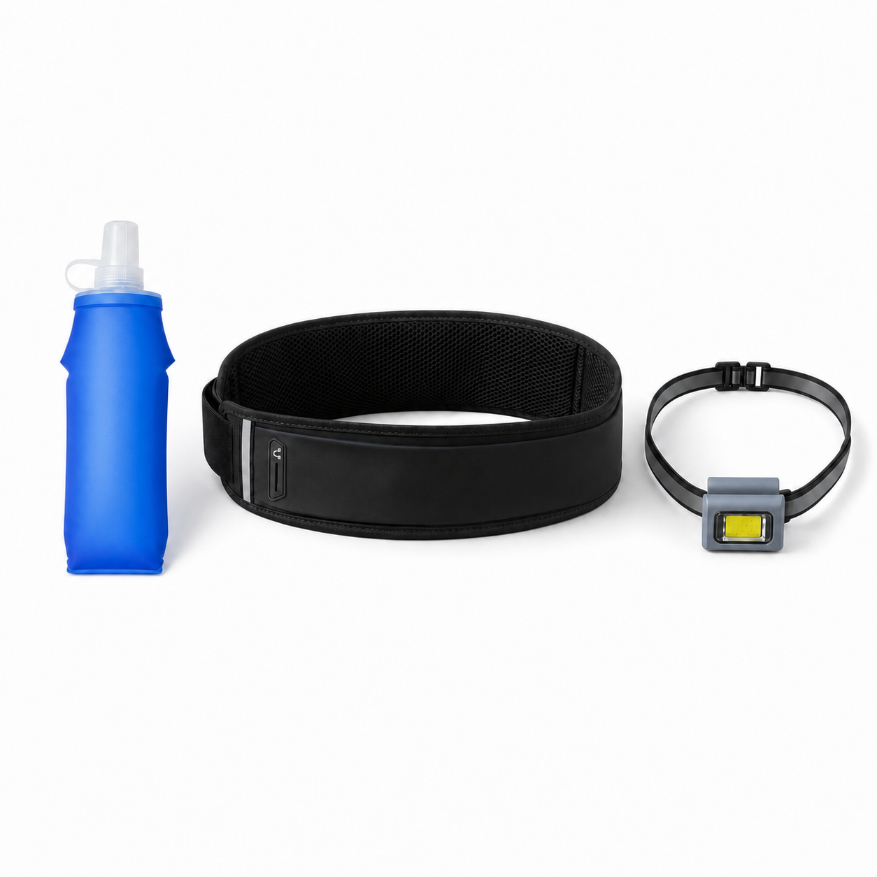 Bundle Completo: riñonera, botella y luz de pecho